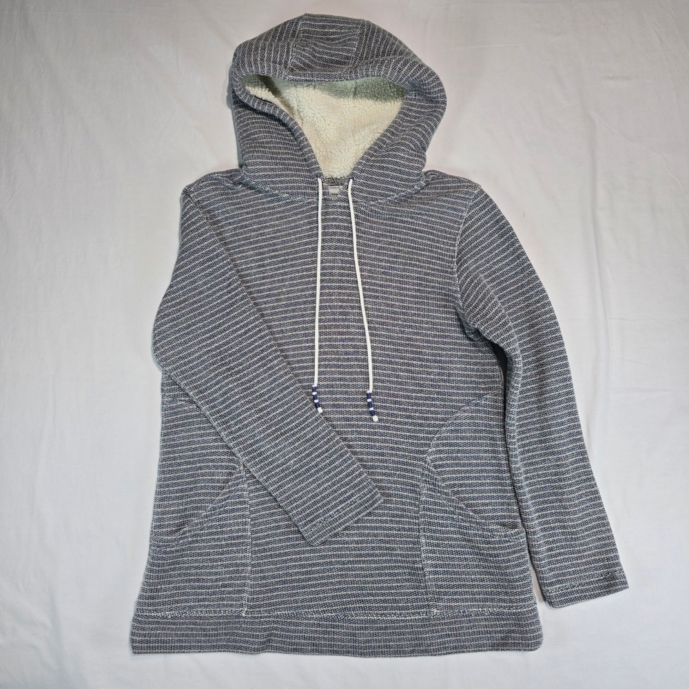J. Jill Fit Striped Sherpa Lined Hoodie Navy White Small KTP260041‎